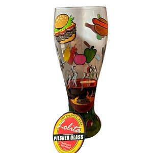NIB w- tags Pilsner Lolita beer glass hand painted